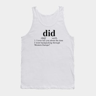 Backpacking through Western Europe Dictionary Tank Top